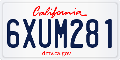 CA license plate 6XUM281