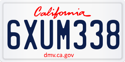 CA license plate 6XUM338