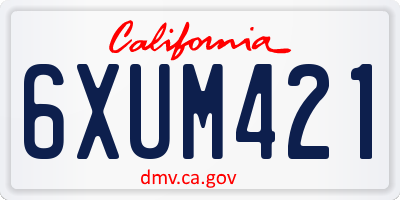 CA license plate 6XUM421