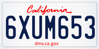 CA license plate 6XUM653