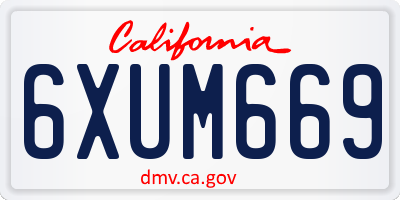 CA license plate 6XUM669