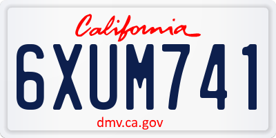 CA license plate 6XUM741