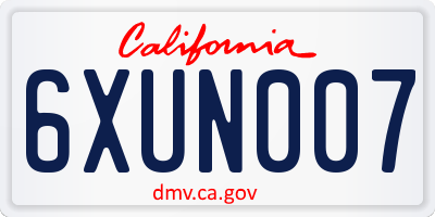 CA license plate 6XUN007