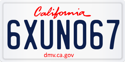 CA license plate 6XUN067