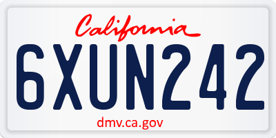 CA license plate 6XUN242