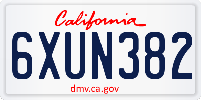 CA license plate 6XUN382