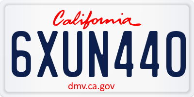 CA license plate 6XUN440