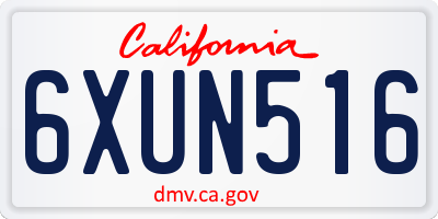 CA license plate 6XUN516