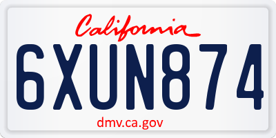 CA license plate 6XUN874