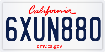 CA license plate 6XUN880