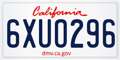 CA license plate 6XUO296
