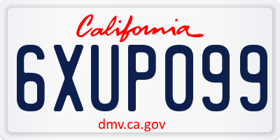 CA license plate 6XUP099