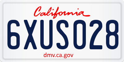 CA license plate 6XUS028