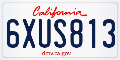 CA license plate 6XUS813