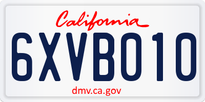CA license plate 6XVB010