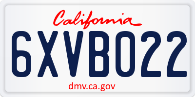 CA license plate 6XVB022