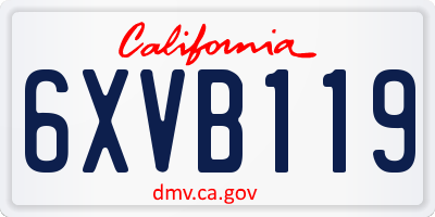 CA license plate 6XVB119