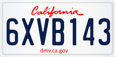 CA license plate 6XVB143