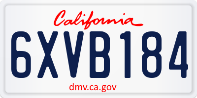 CA license plate 6XVB184
