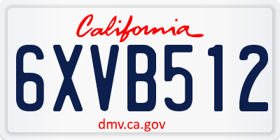 CA license plate 6XVB512