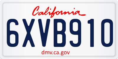 CA license plate 6XVB910