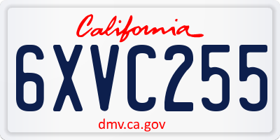 CA license plate 6XVC255