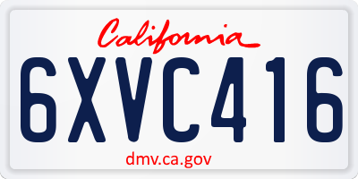 CA license plate 6XVC416