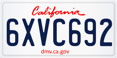 CA license plate 6XVC692