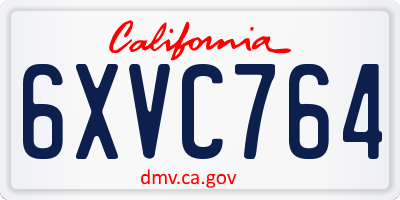 CA license plate 6XVC764