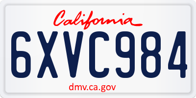 CA license plate 6XVC984