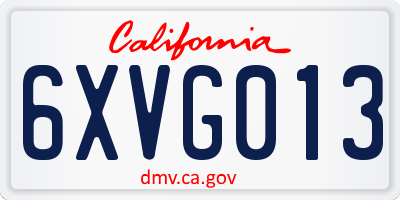 CA license plate 6XVG013
