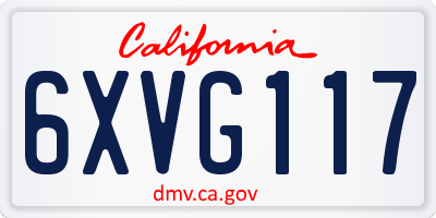 CA license plate 6XVG117