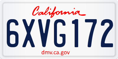 CA license plate 6XVG172