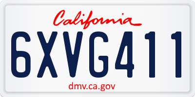 CA license plate 6XVG411