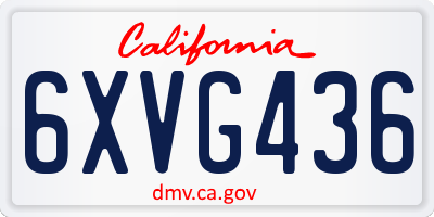 CA license plate 6XVG436