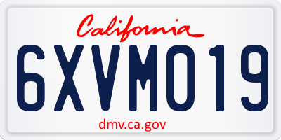 CA license plate 6XVM019