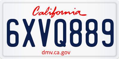 CA license plate 6XVQ889