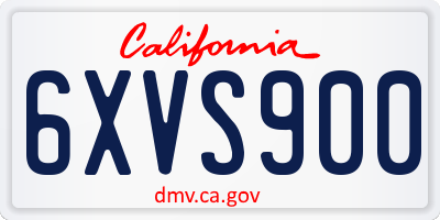 CA license plate 6XVS900