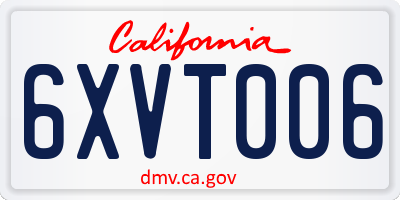 CA license plate 6XVT006