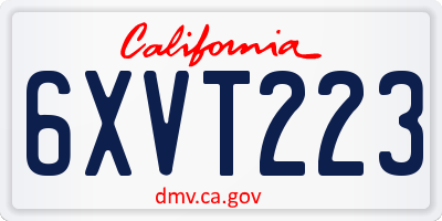 CA license plate 6XVT223