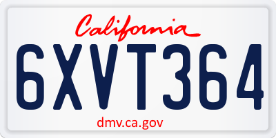 CA license plate 6XVT364