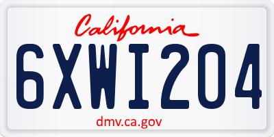 CA license plate 6XWI204