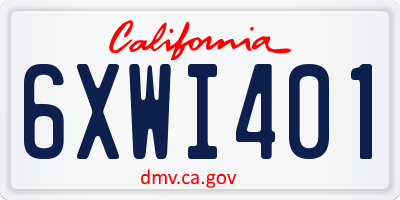 CA license plate 6XWI401