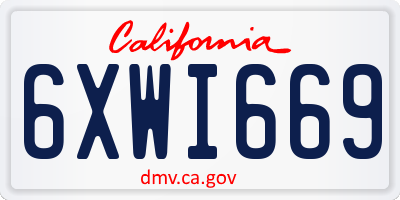 CA license plate 6XWI669