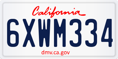 CA license plate 6XWM334