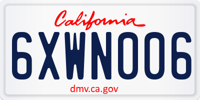 CA license plate 6XWN006
