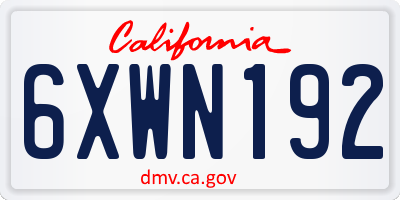 CA license plate 6XWN192