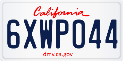 CA license plate 6XWP044