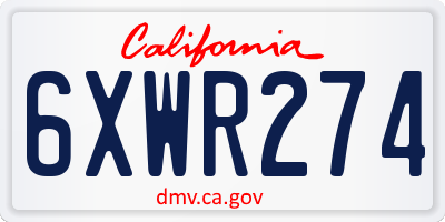 CA license plate 6XWR274