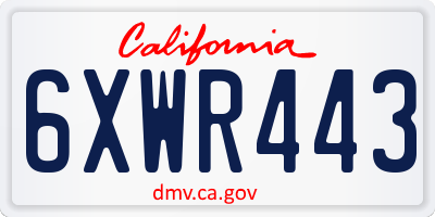 CA license plate 6XWR443